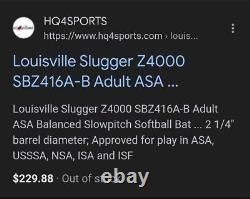 Louisville Slugger Z4000 ASA/USSSA Balanced Slowpitch Softball Bat 26oz