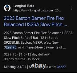 NIW! Easton Bamer Slowpitch Softball Bat USSSA 34/27