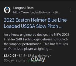 2023 Easton Helmer Blue Line 12 Chargé Batte de Softball Slowpitch USSSA 34/26.5