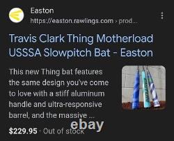 Nouveau! Easton Thing Travis Clark Motherload USSSA BATTE DE SOFTBALL LENTE SLOWPITCH 34/27